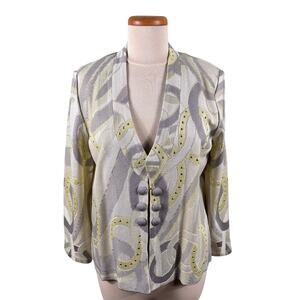 Ming Wang Women's Size Large Multicolor‎ Acrylic Studded Rings Cardigan Jacket